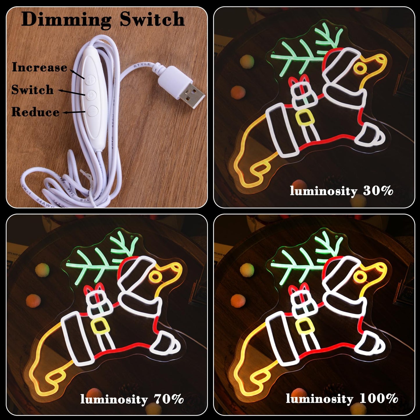 Christmas Dachshund Neon Sign Santa Hat LED Xmas Gift for Children Kids Pet Lovers Deer Antlers LED Lamp for Bedroom Home Shop The Holiday Animal Lights