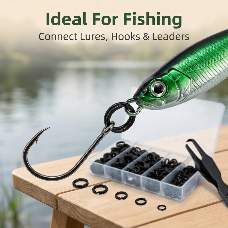 Milepetus Fishing Split Rings Kit: 250pcs Heavy Duty Steel Fishing Lure Making Ring Fishing Hook Connector Tackle(Black Split Mini Plier Set)