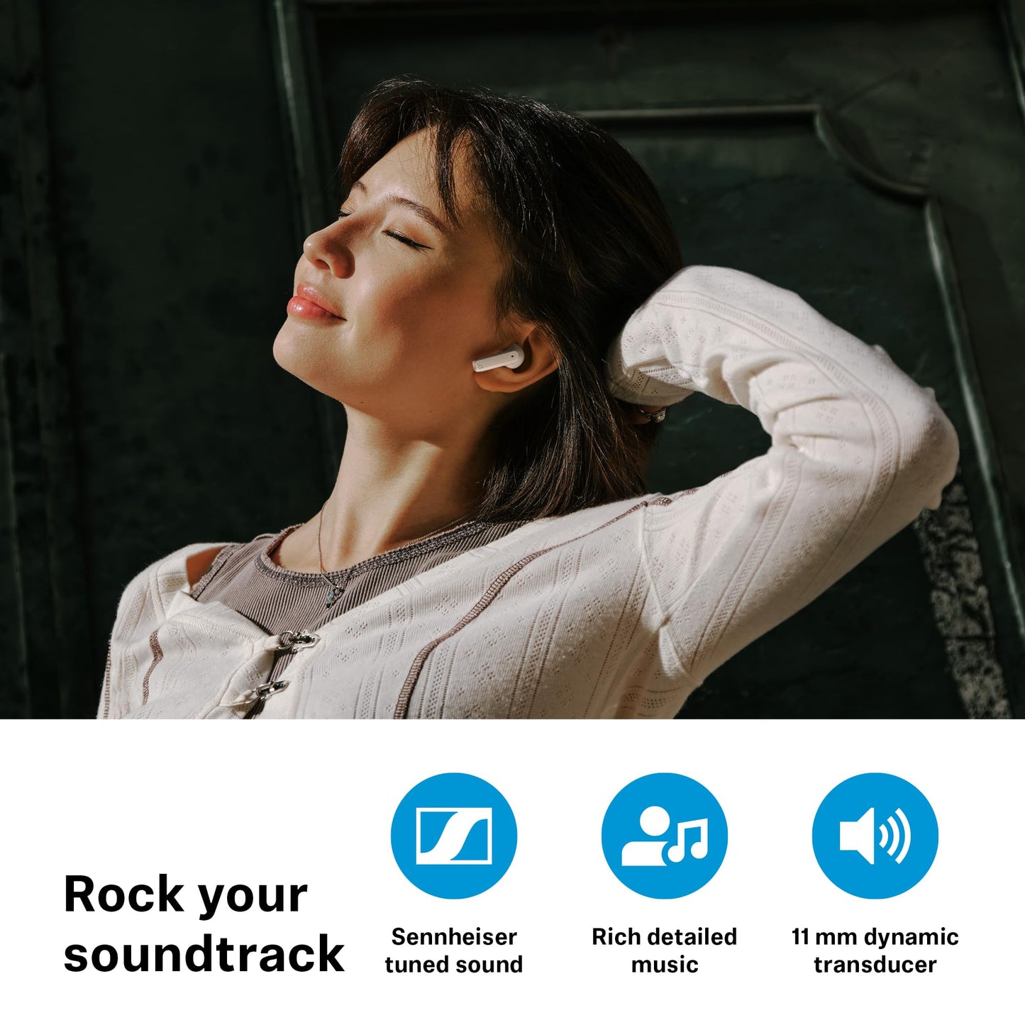 Sennheiser ACCENTUM Open Wireless Earbuds, Open Ear Buds Design, Dynamic Sound & Bluetooth 5.3, IPX4 Splash Protection, 28 Hours Battery Life, USB-C Charging Case, Music, Phone Calls, Travel, Cream