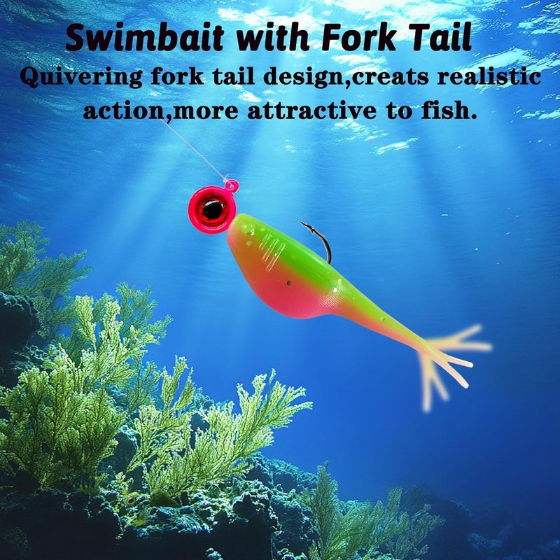 Split-Tail Crappie Lures - 24 Soft Plastic Fishing Lures for Bluegill, Panfish, Trout & Bass
