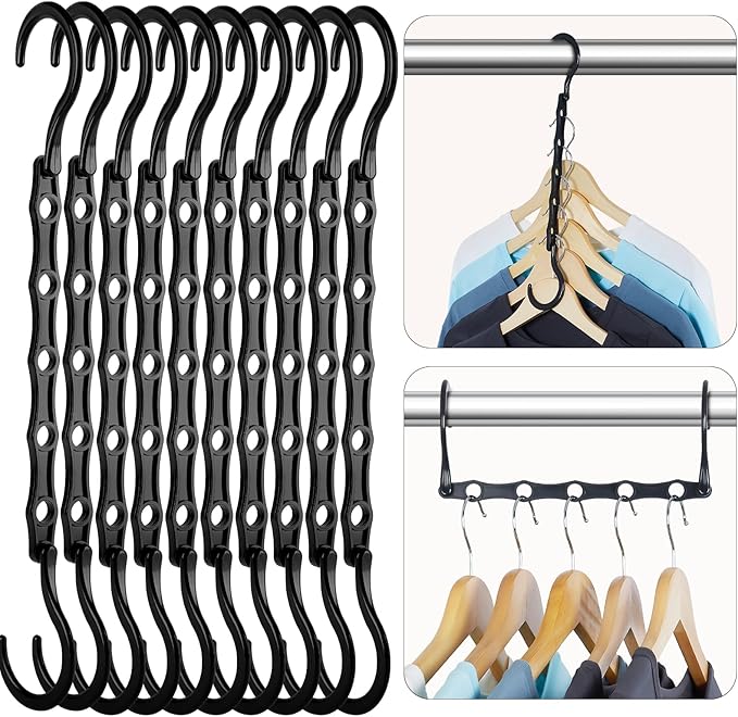 HOUSE DAY Black Magic Space Saving Hangers 10 Pack, Premium Smart Hanger Hooks
