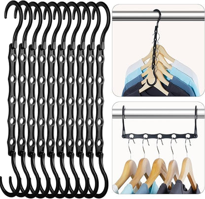 HOUSE DAY Black Magic Space Saving Hangers 10 Pack, Premium Smart Hanger Hooks