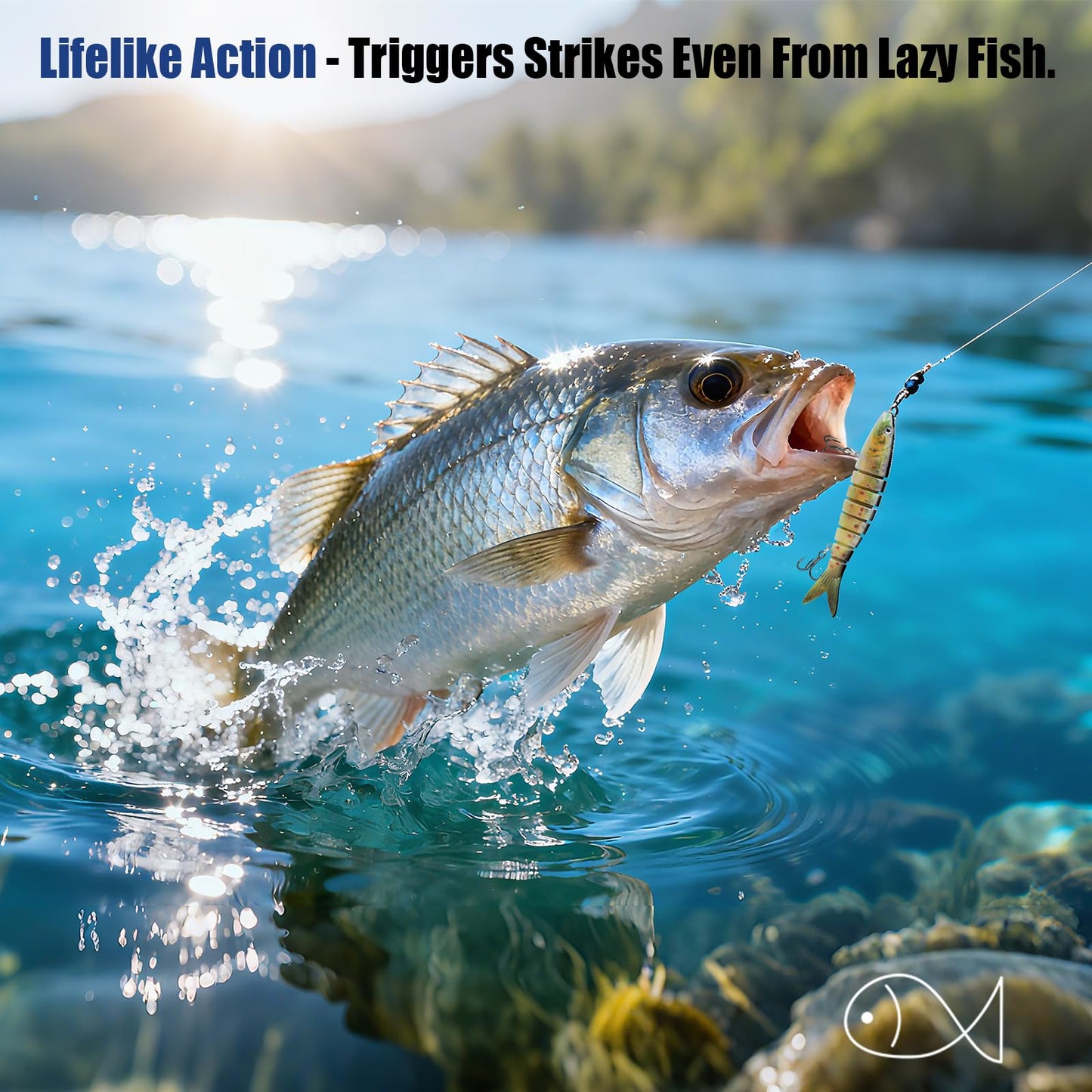 Regum-U Crown Fishing Lures 8 Segment Realistic Swimbait with 3D Eyes Vibrating Actions,Smooth Lifelike Swimming for More Bites,Reinforced Fiber Joint