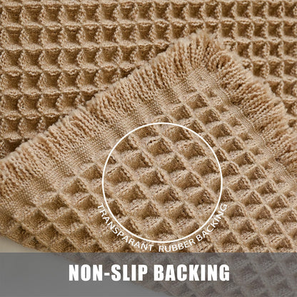 ZVFFDG Waffle Bathroom Rugs, Large Non Slip Absorbent Waffle Knit Bath Mat for Shower Floor, Tub and Bathroom Door, Ultra Soft Quick Dry, Brown, 24"x36"