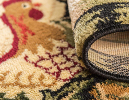 Unique Loom Barnyard Collection Area Rug - Farm (5' 3" Round, Cream/ Black)