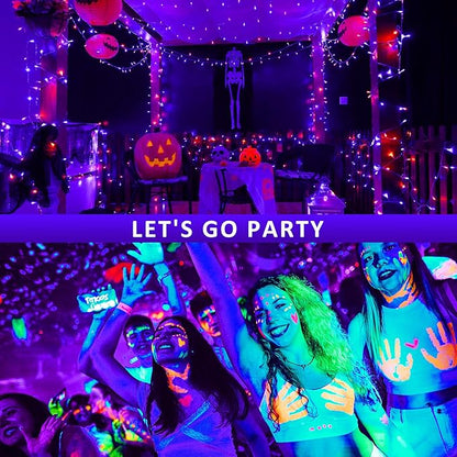 30W Black Lights, 4 Pack LED Blacklight Flood Light with Plug, IP66 Waterproof Black Lights for Glow Party, Glow in The Dark, Stage Lighting, Body Paint, Fluorescent Poster, Neon Glow