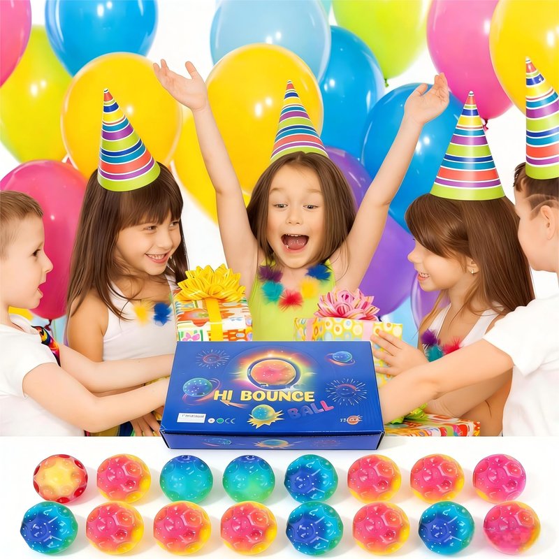 TYLIN Bouncy Moon Ball - High Bounce Space Moon Ball, Durable PU Foam Toy for Kids, Teens, All Ages - Indoor & Outdoor Play, Party Favors （12 Pack）
