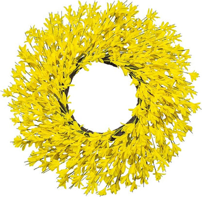 Large Summer Fall Wreaths for Front Door 26 Inch Fall Summer Door Wreath Autumn Wreaths for Front Door Wild Floral Wreath for Farmhouse Porch Wall Wedding Living Room Home Decor Aesthetic(Yellow)