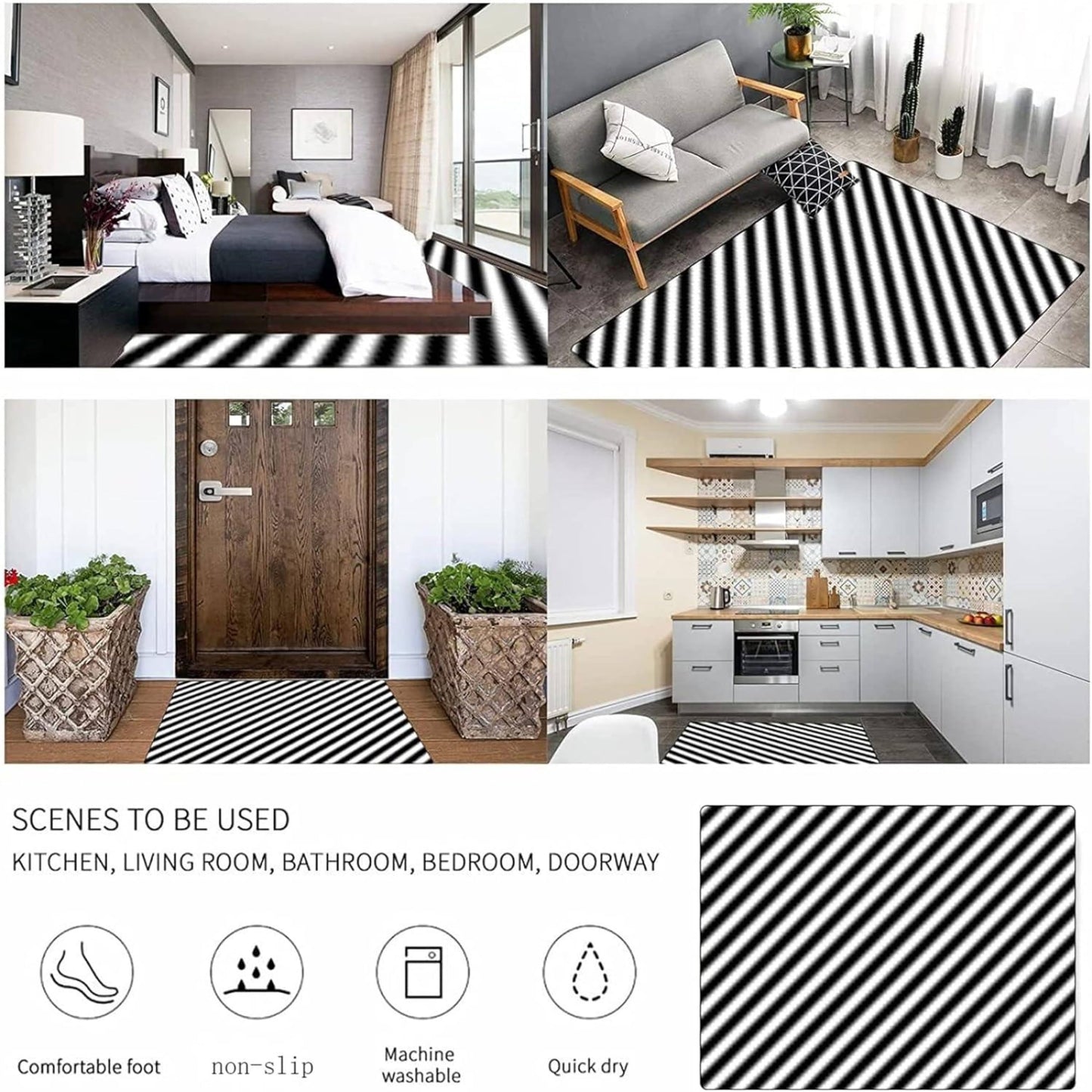 Srocvi Kids Area Rug English Characters ABC and Math Symbols Learning Carpets, Lovely Black Foldable Large Area Rugs Perfect for Dining Room Bedside Kids Boys Bedroom Playroom Hallway, 3x5ft