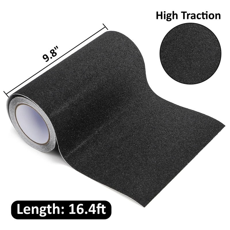 Peohud Anti Slip Traction Tape, 9.8 Inches x 16.4 Ft Heavy Duty Grip Tape for Stairs, Non Skid Abrasive Adhesive for Indoor Outdoor Steps, Stair Treads, Skateboard