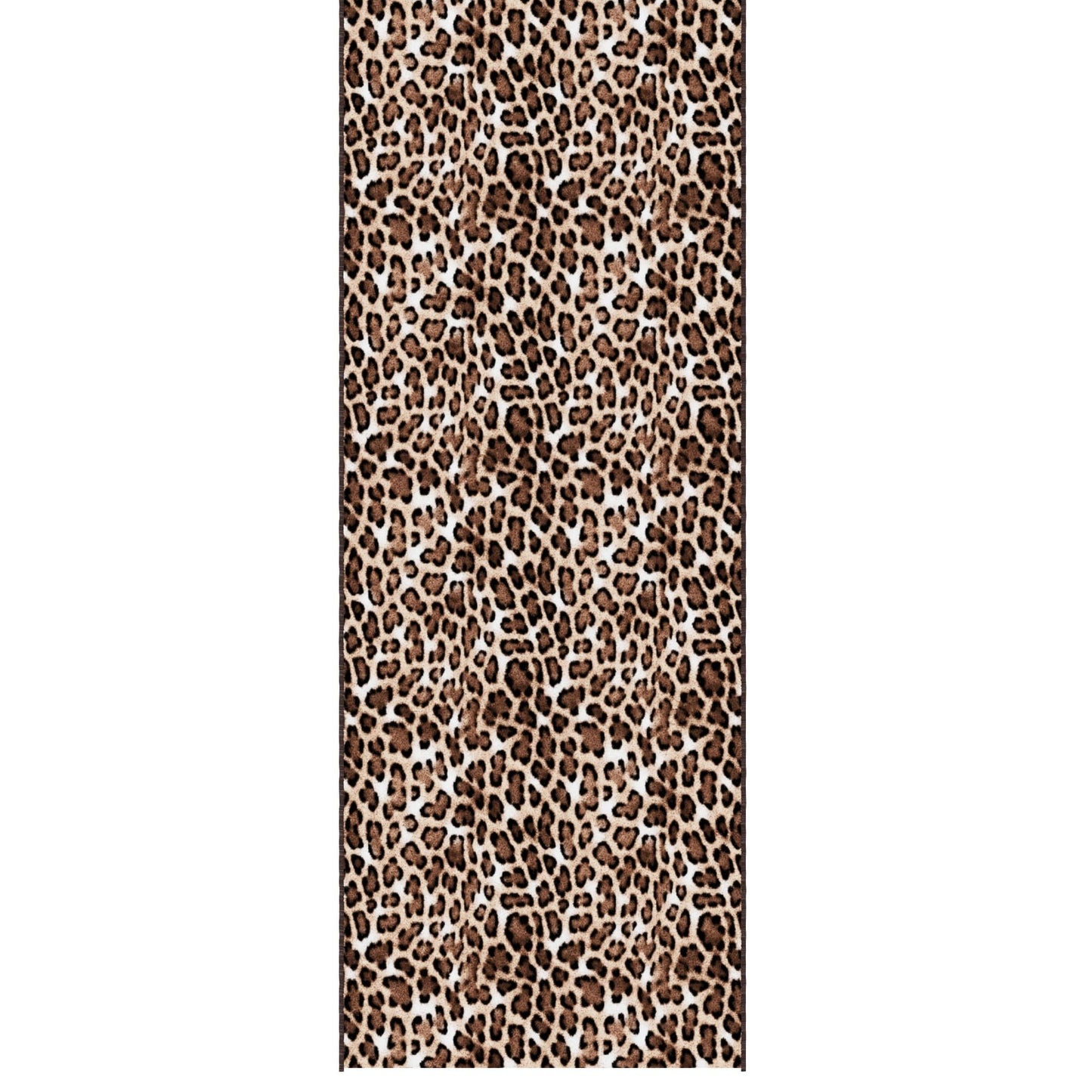 Ottomanson Kitchen Runner Rug 1'10.5" x 6' – Machine Washable Soft Non-Slip Rug, Quick Dry Low Pile Carpet for Kitchen, Bathroom & Entryway, Leopard Print Brown