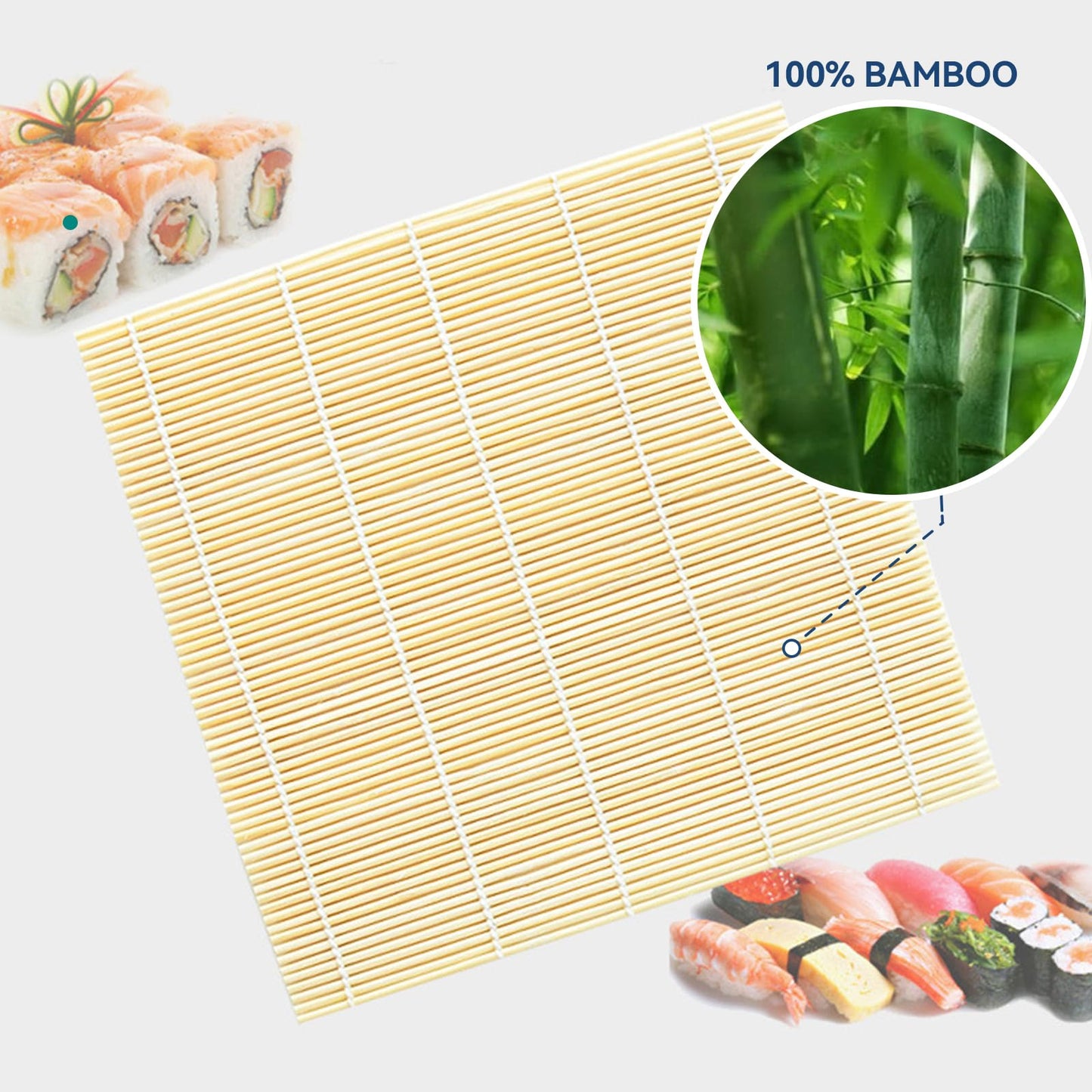 HOPELF 2 Pack 12 Inch Bamboo Sushi Mat - Sushi Roller Mat for Making, Shaping & Molding Sushi Roll & Kimbap - Food-Safe Sushi Making Supplies, Tools & Accessories