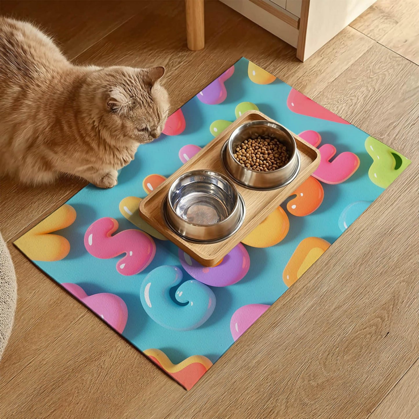 HOMETITUTE 20x12 inch Duck Design Non Slip Dog Food Mat Pet Bowl Placemat for Food and Water Small Dog Bowl Mats Cat Food Mat Easy to Clean Feeding Mats for Small Pets Cute