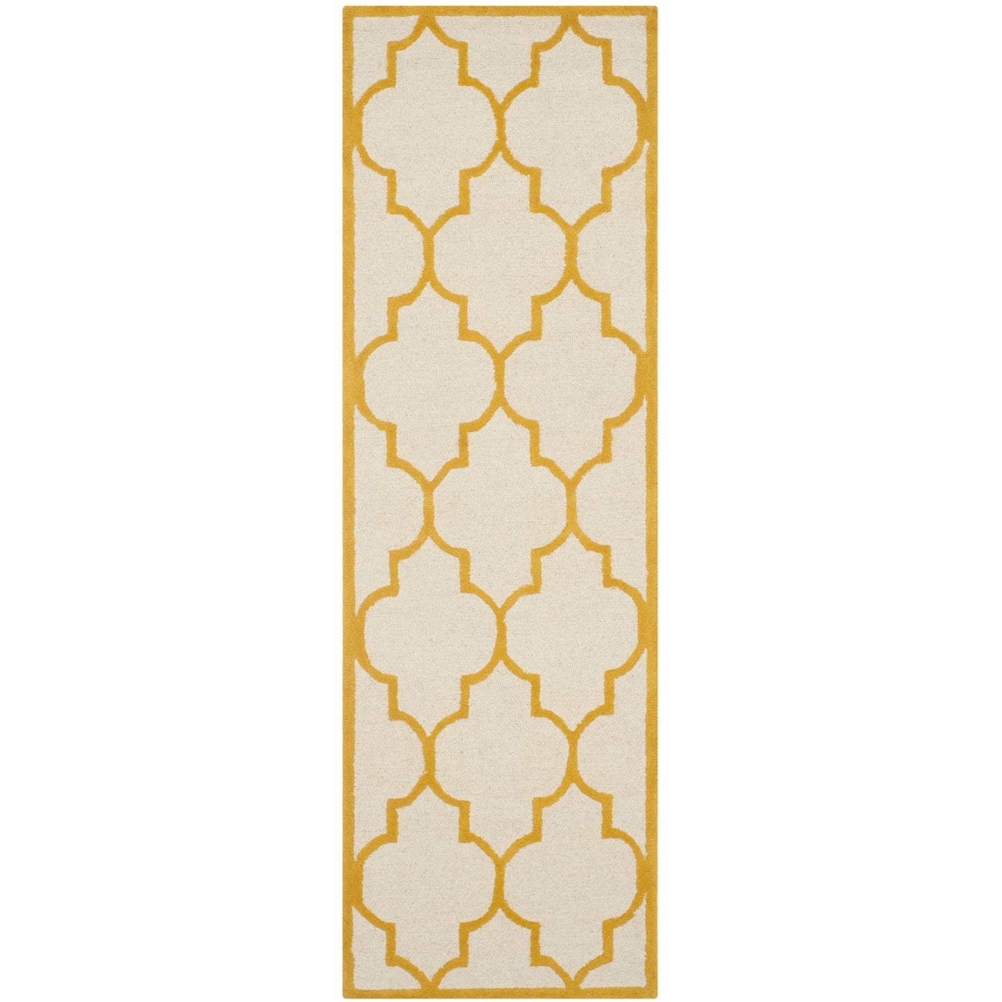 SAFAVIEH Cambridge Collection Runner Rug - 2'6" x 10', Ivory & Gold, Handmade Moroccan Trellis Wool, Ideal for High Traffic Areas in Living Room, Bedroom (CAM134U)