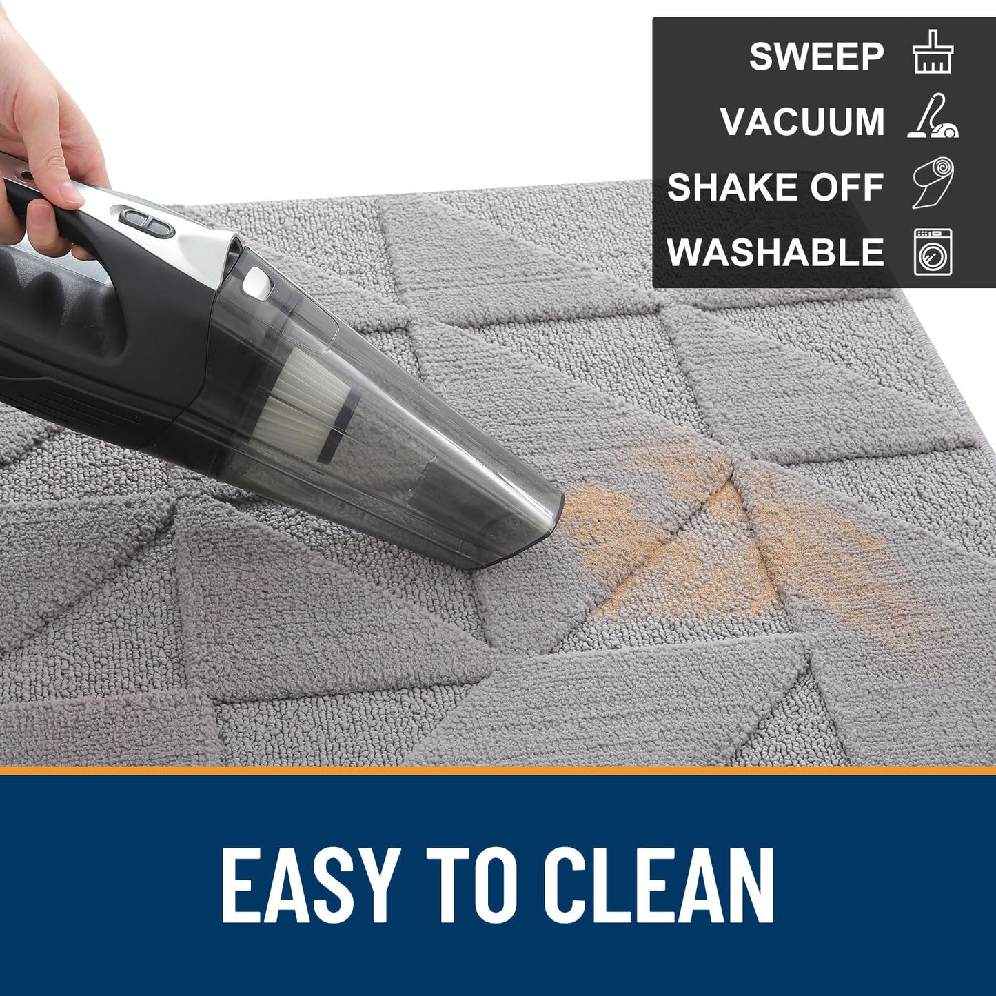 OLANLY Door Mats Indoor, Non-Slip, Absorbent, Dirt Resist, Entrance Washable Mat, Low-Profile Inside Entry Doormat for Entryway (32x20 inches, Grey)