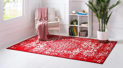 Unique Loom Richmond Collection Area Rug - Medallion (4' 1" x 6' 1" Rectangle, Red/ Ivory)