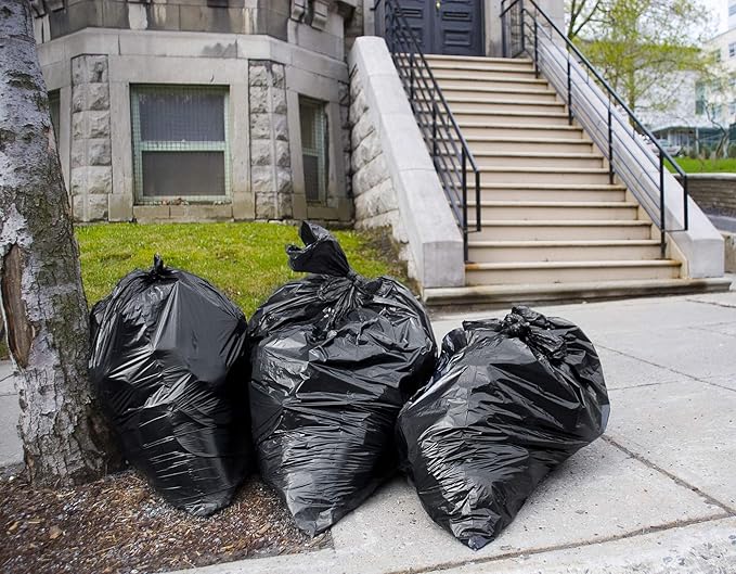 Tasker 55 Gallon Trash Bags | Value 50 Trash Bags w/Ties | Extra Large