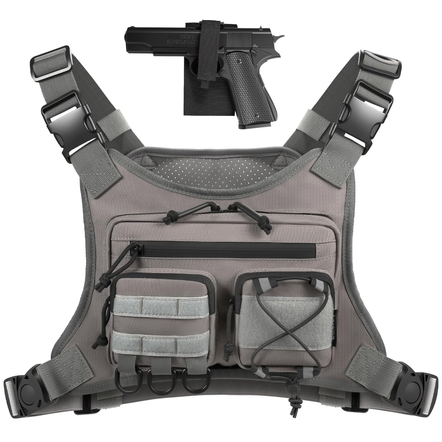 LarKoo Sports Chest Holster Bag EDC Pouch Bag Chest Vest Holster IFAK Chest Pack for Running (Grey)
