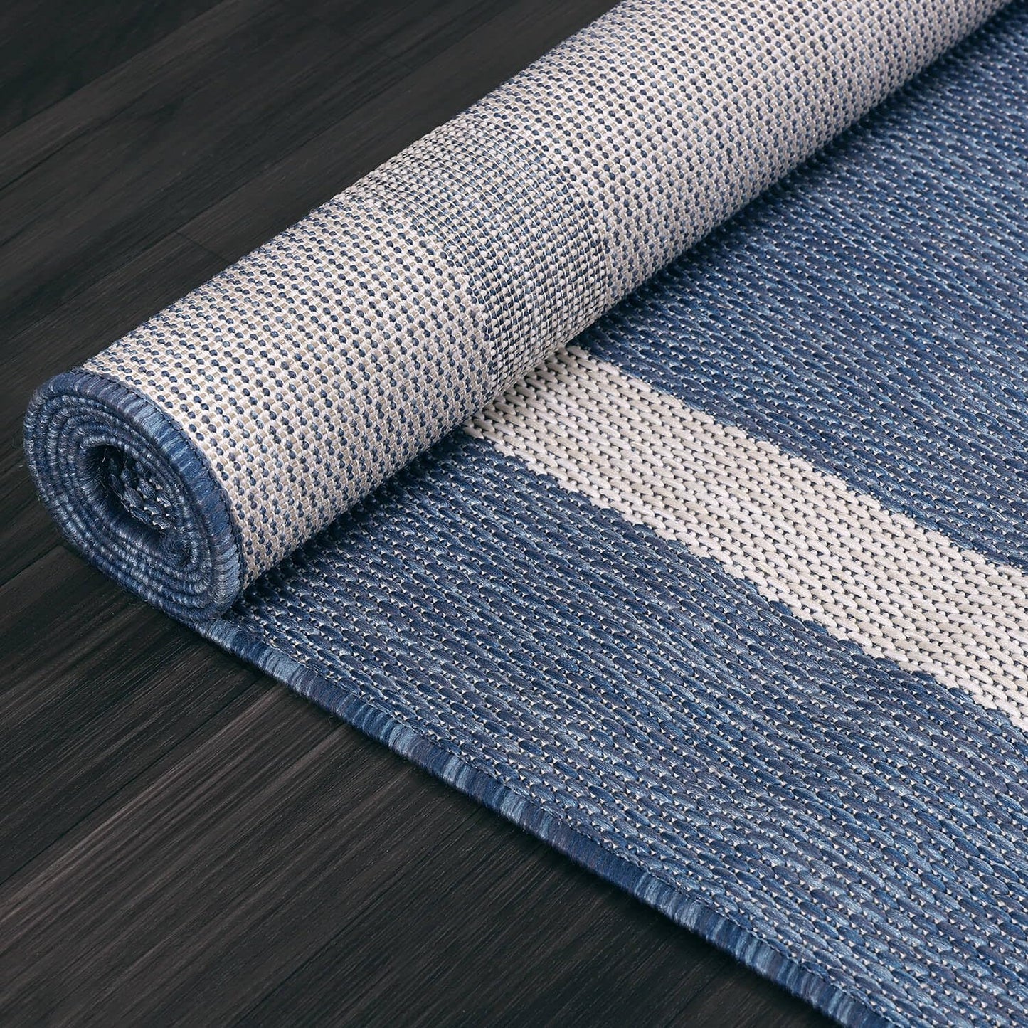 Luul Home Bordered Outdoor Rug 6x9 Washable Outside Carpet for Indoor Patio Porch Waterproof Easy Cleaning Non Shedding Area Rugs Blue 6 x 9