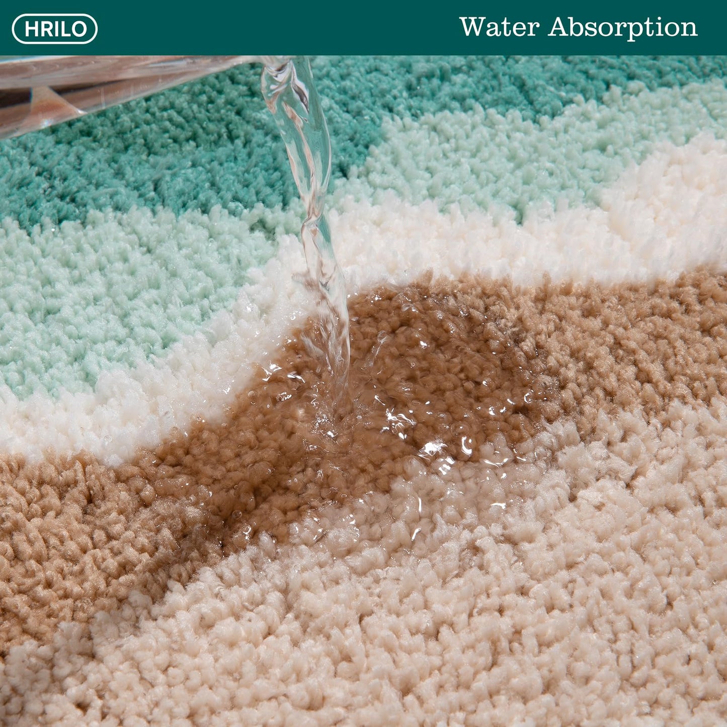 HRILO Microfiber Bathroom Rugs, Absorbent Soft Shaggy Carpet Floor Mats for Shower Tub Sink Toilet, Non-Slip Plush Carpet Floor Mats for Living Room Bedroom Kitchen ，Green，24 X 16 Inches