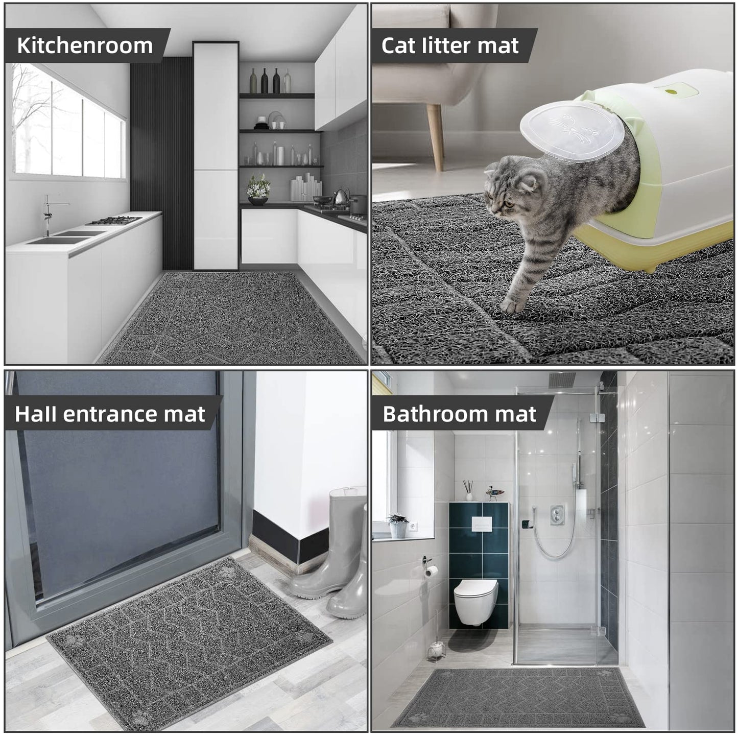 Motsamla Cat Litter Box Mat, 35" x 24" Large Kitty Litter Trapping Mat Keep Floor Clean, Litter Box Mat Scatter Control, Waterproof, Easy to Clean, Durable Large Size Litter Mats for Floor