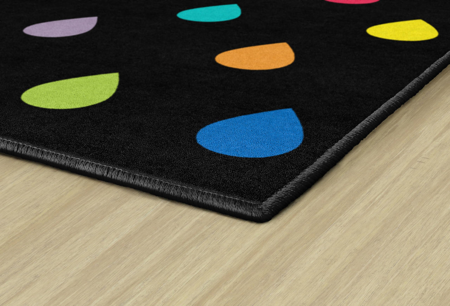 Flagship Carpets Rain Children's Classroom Décor Area Rug for Schools, Durable and Fun for Learning Centers, Daycares and Preschools, 7'6" X 12' - Black