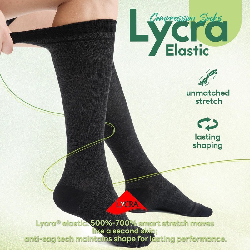 Iambamboo Mens Compression Socks for Men Women (3 Pairs) 15-20 mmHg Bamboo Viscose Knee High Sock for Travel S/M (Dark Gray&Steel Blue&Light Gray)