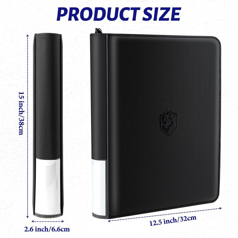 TRUGQ Toploader Binder Holds 324 Toploaders - 20 Toploaders|Waterproof PU Leather + Anti-Yellowing PP Inserts | Ridge Tab Sorting Portable top loader binder for cards(For Sports/Game Cards)
