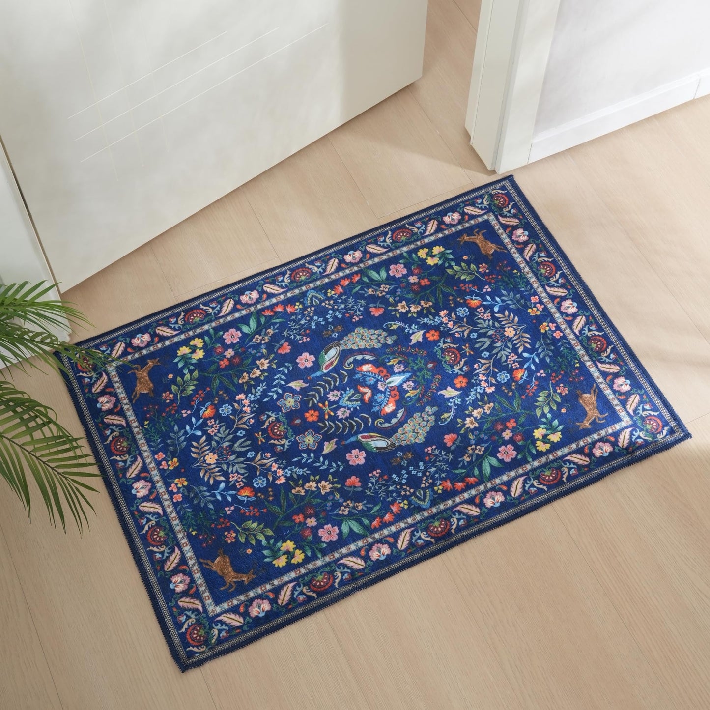 Rugcomf Entryway Rug 2x3 Rug Door Mat Indoor Entrance Washable Rug Small Non-Slip Low Pile Throw Rugs for Entryway, Kitchen, Front Door Indoor Entrance, Entry(Blue)