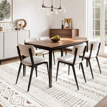 cotiled 8x10 Area Rugs Living Room Rug: Washable Boho Rugs with Non Slip Backing Large Soft Indoor Stain Resistant Carpet for Bedroom Farmhouse Dining Room Lightweight Home Decor L Brown/Cream