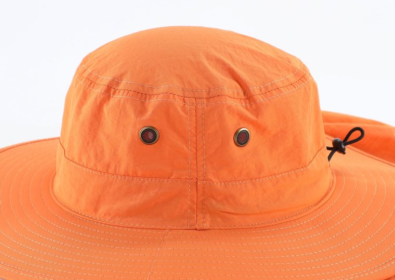 Home Prefer Mens Sun Hat with Neck Flap Quick Dry UV Protection Caps Fishing Hat (Orange)