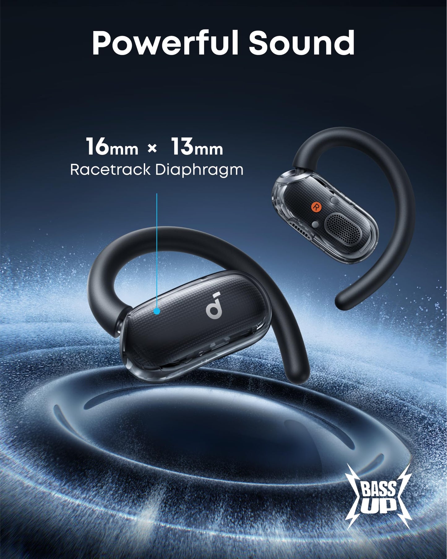 Soundcore V40i by Anker, Open-Ear Headphones, Clear Design, Lidless Case, 4 Adjustable Positions for Every Ear Size, Richer Bass, IP55, 21H Playtime, AI Clear Calls, Bluetooth 5.4, App Control