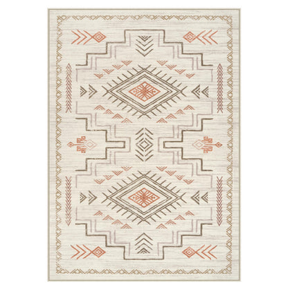 STARUIA Moroccan Washable Area Rug 5x7, Beige Western and Aztec Tribal Boys Neutral Rug for Living Room, Soft Non-Slip Stain Resistant Large Carpet for Bedroom Dining Room