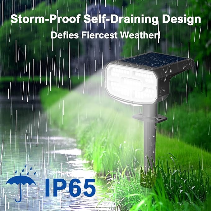 Solar Lights Outdoor Waterproof IP65, Super Bright LED, 6500K 2 Lighting Modes, Solar Powered Yard Garden Solar Spot Lights for Outside Landscape Auto On/Off -6500K,8 Pack