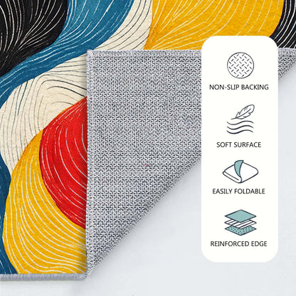 5x7 Colorful Area Rug Modern Abstract Black White Blue Beige Red Yellow Bedroom Rug Soft Low Pile Thin Large Carpet Living Room Non Slip Dining Room Stain Resistant Office Washable Machine