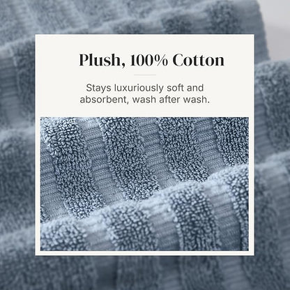 Modern Threads Organic Vines 6-Piece 100% Cotton Towel Set – Yarn Dyed Jacquard