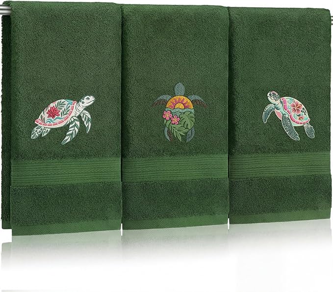 3 Pack Hibiscus Sea Turtle Beach Hand Towels