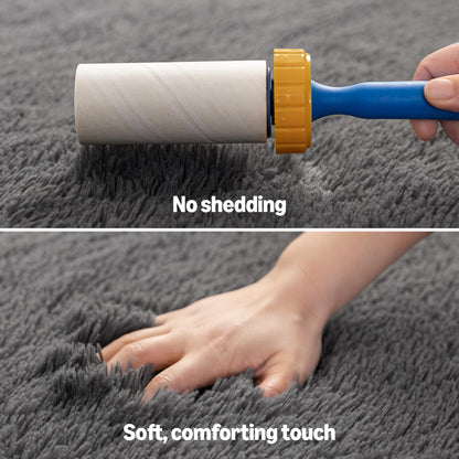 Amazon Basics Fluffy Washable Area Rug, Shaggy Carpet for Living Room, Bedroom, 4' W × 6' L, Dark Gray
