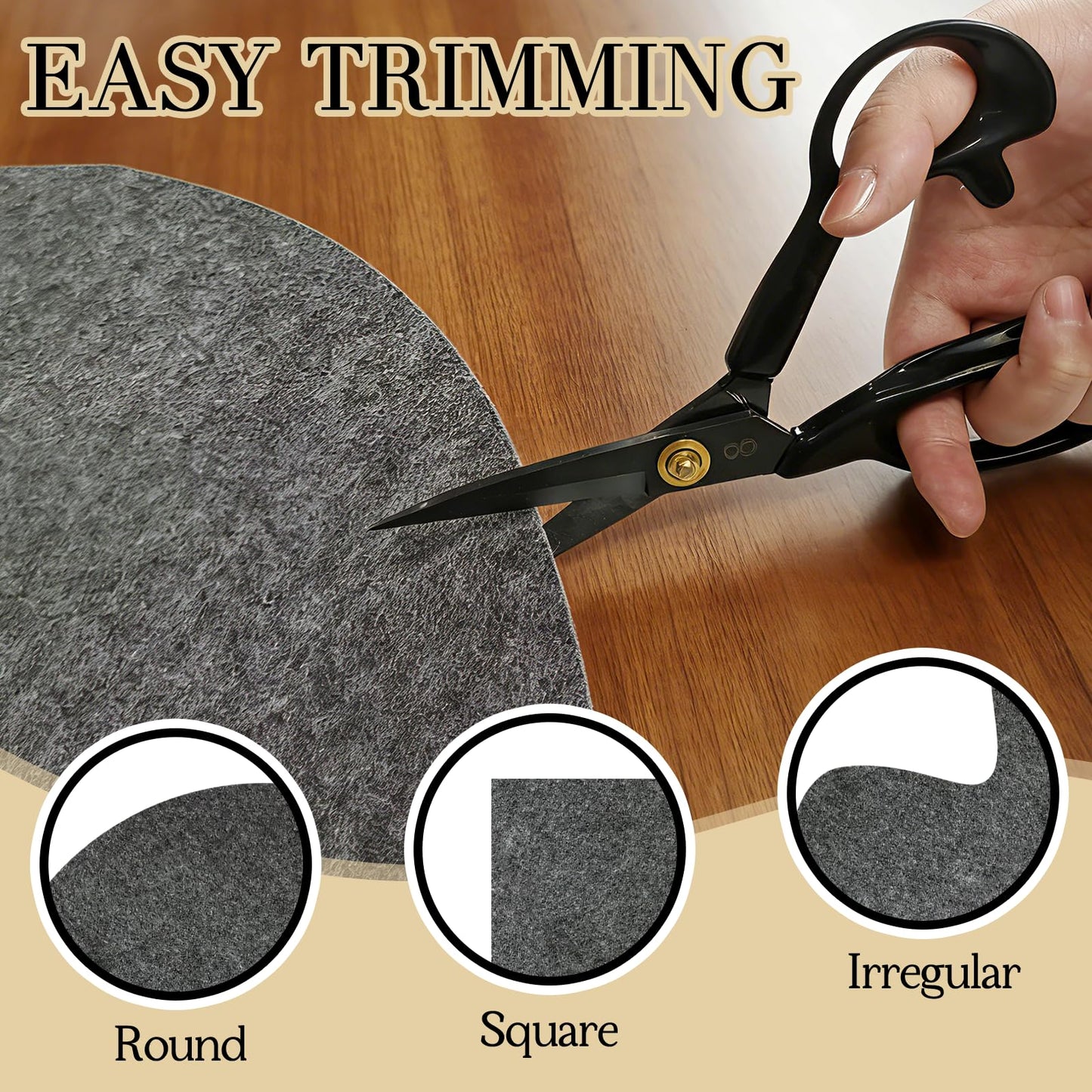 Non-Slip Waterproof Rug Pad, 5' Round Carpet Protector Mat, Round Felt Rug Pad for All Floors and Finishes, Keeps Rugs in Place Soft & Safe, from Sliding (5 FT)