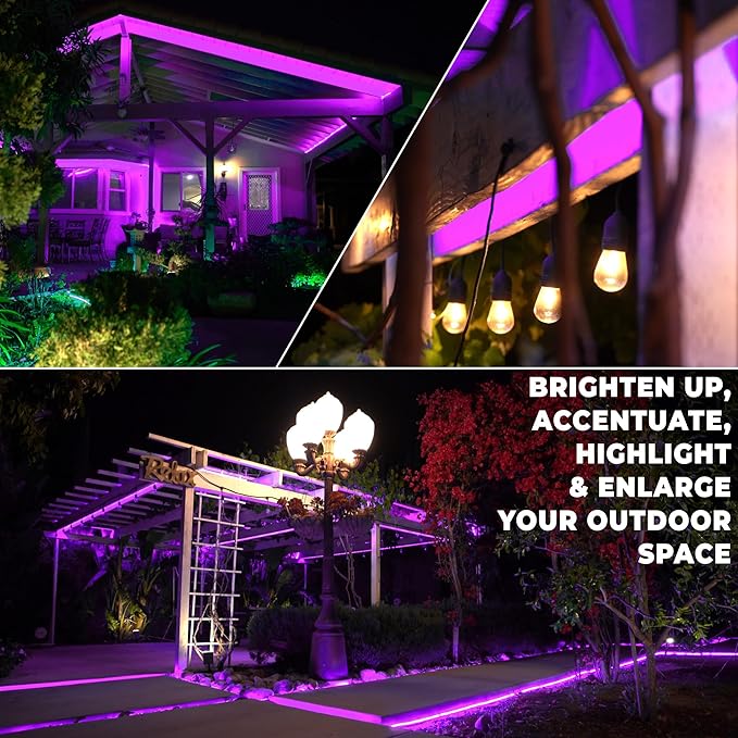 WYZworks 1116LEDs 100ft LED Outside Rope Lights, Outdoor ETL Certified Waterproof Permanent 360 Degree Light Emitting, Flexible Tube, Connectable, Christmas Palm Tree Exterior Landscape, Purple