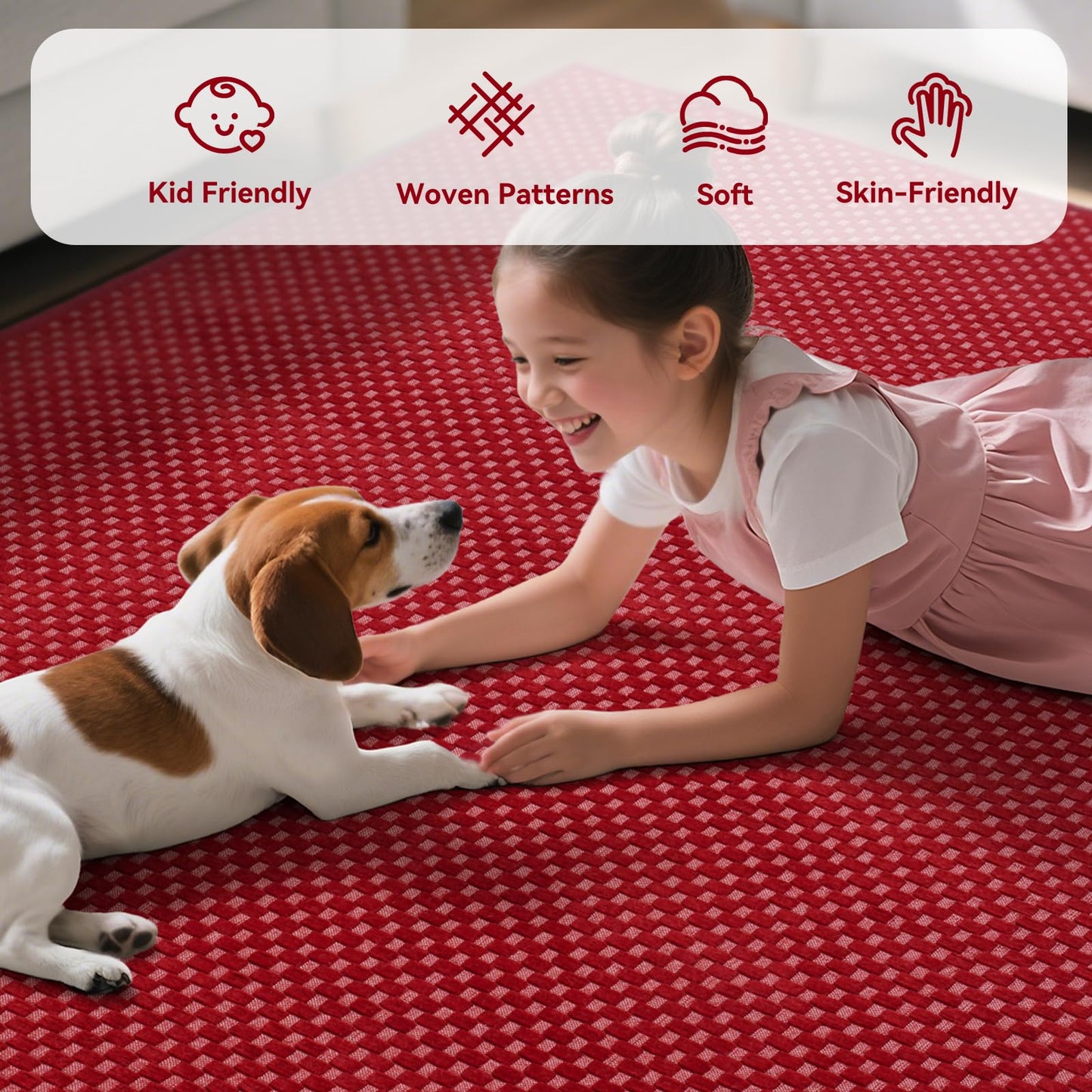 YDKGL 2x3 ft Indoor Door Mat Entryway Rug Non Slip Boho Woven Washable Small Area Rugs Runner, Front Entry Rug Entrance Doormat for Hall Porch Bathroom Kitchen Bedroom Easy Clean, Red 24"x36"