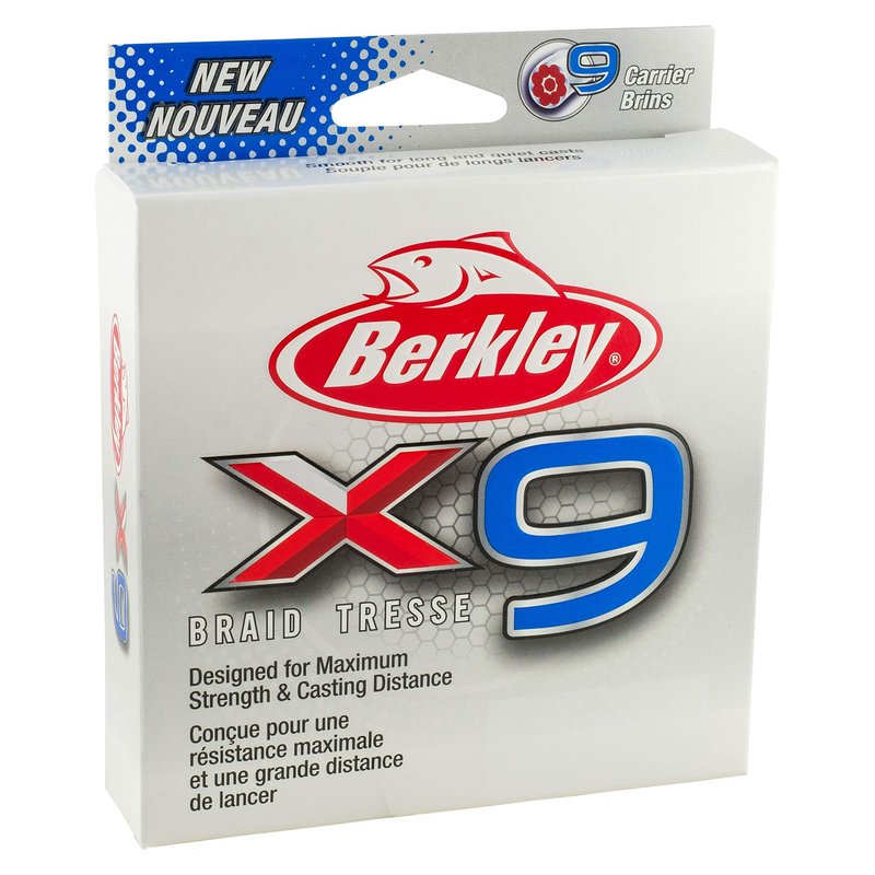 Berkley x9 Braid Superline, Crystal, 40lb test | 59 lbC | 27.0kg, 328yd | 300m Fishing Line, Suitable for Freshwater and Saltwater Environments