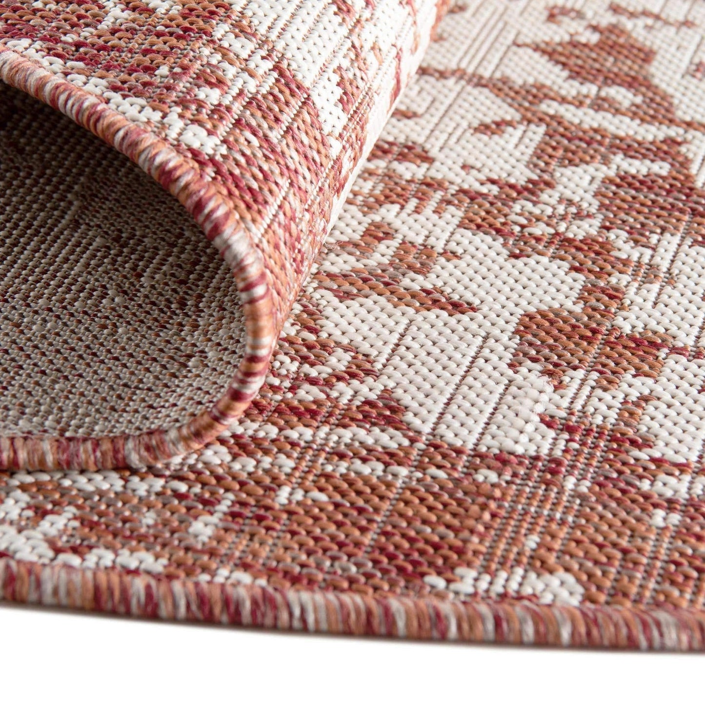 Unique Loom Jill Zarin Outdoor Collection Area Rug - Dubai (5' 3'' x 8' Oval, Rust Red/ Ivory)