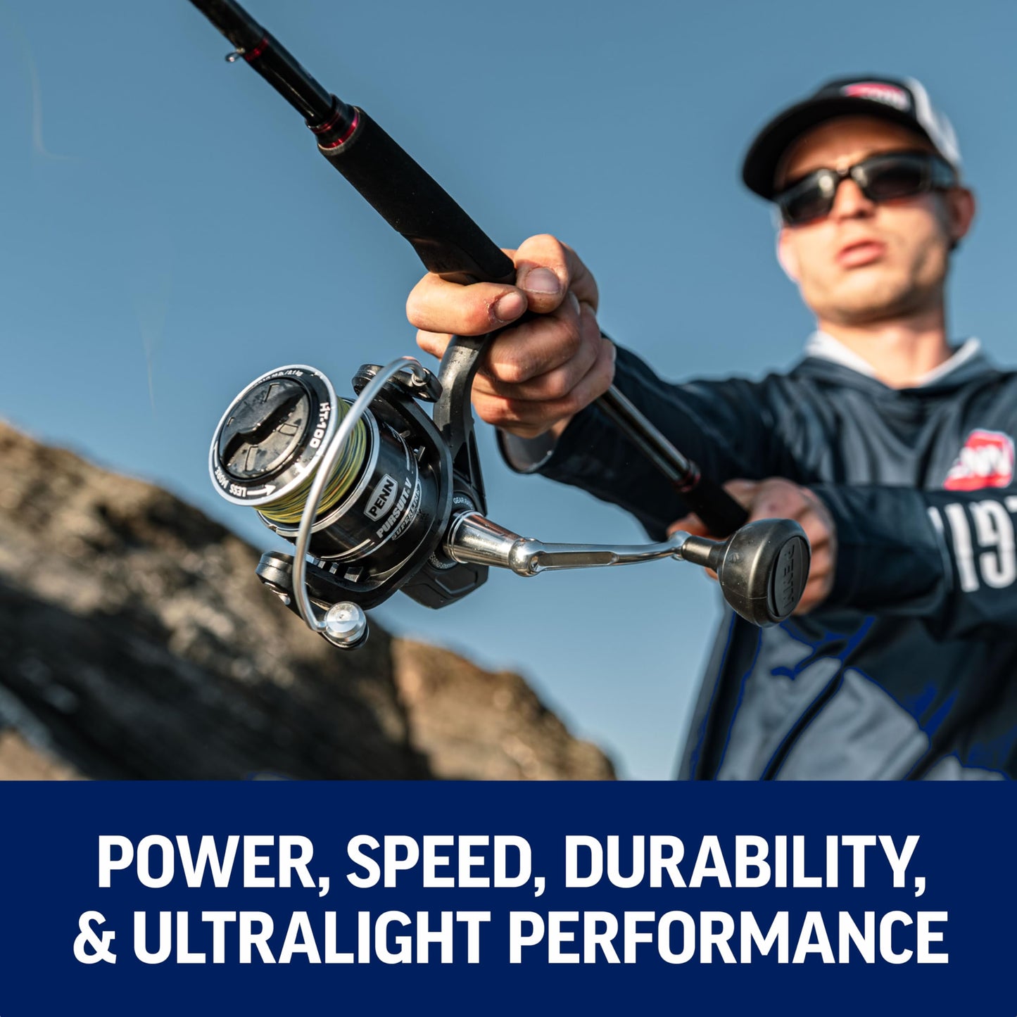 Penn Pursuit V Travel Spinning Reel 7' 3-PieceFishing Rod Combo, Graphite Composite Rod Blank Construction, EVA Handles