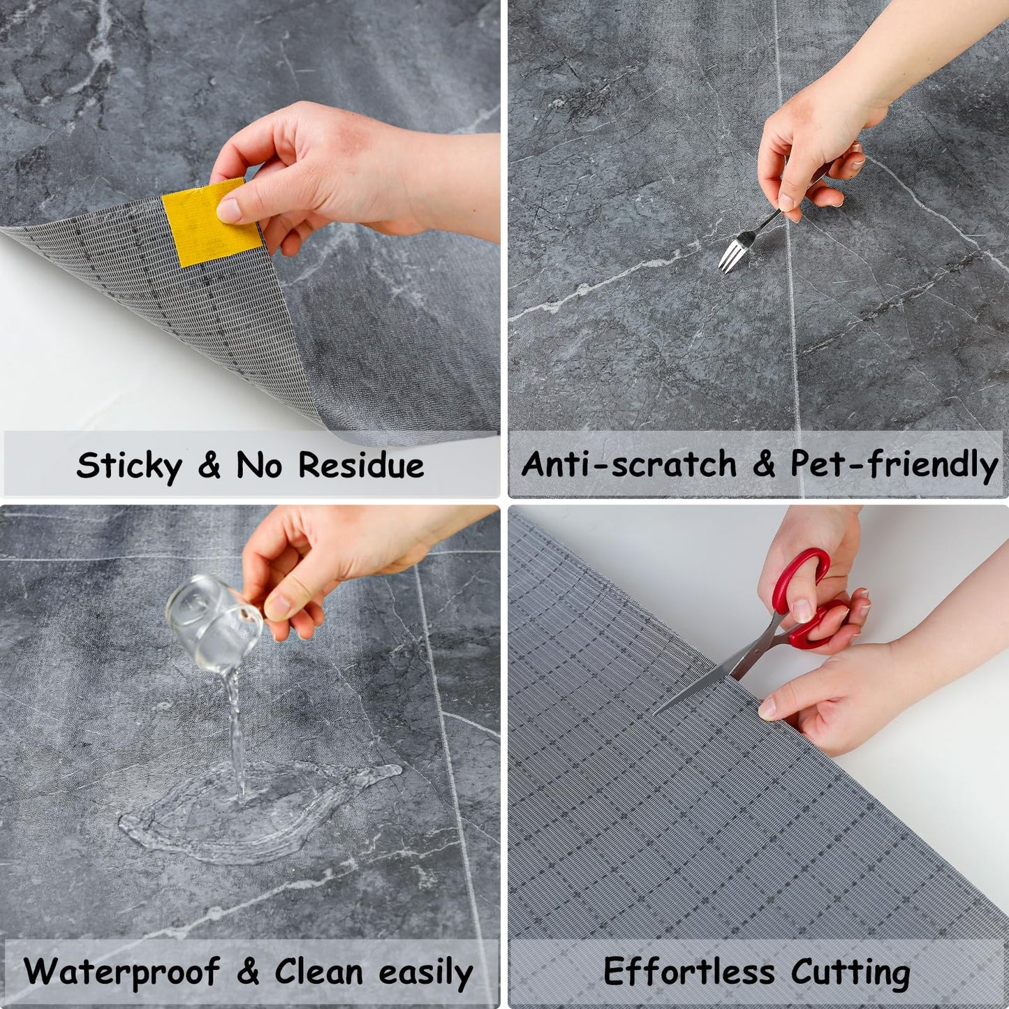 Freshtour Vinyl Flooring Roll, Versatile Removable PET Leather-Like Floor Covering, Waterproof & Durable, Easy Tape Installation, Cost-Effective for Any Room, Grey Marble/ 32.29 Sq.ft (39.3" x 118")