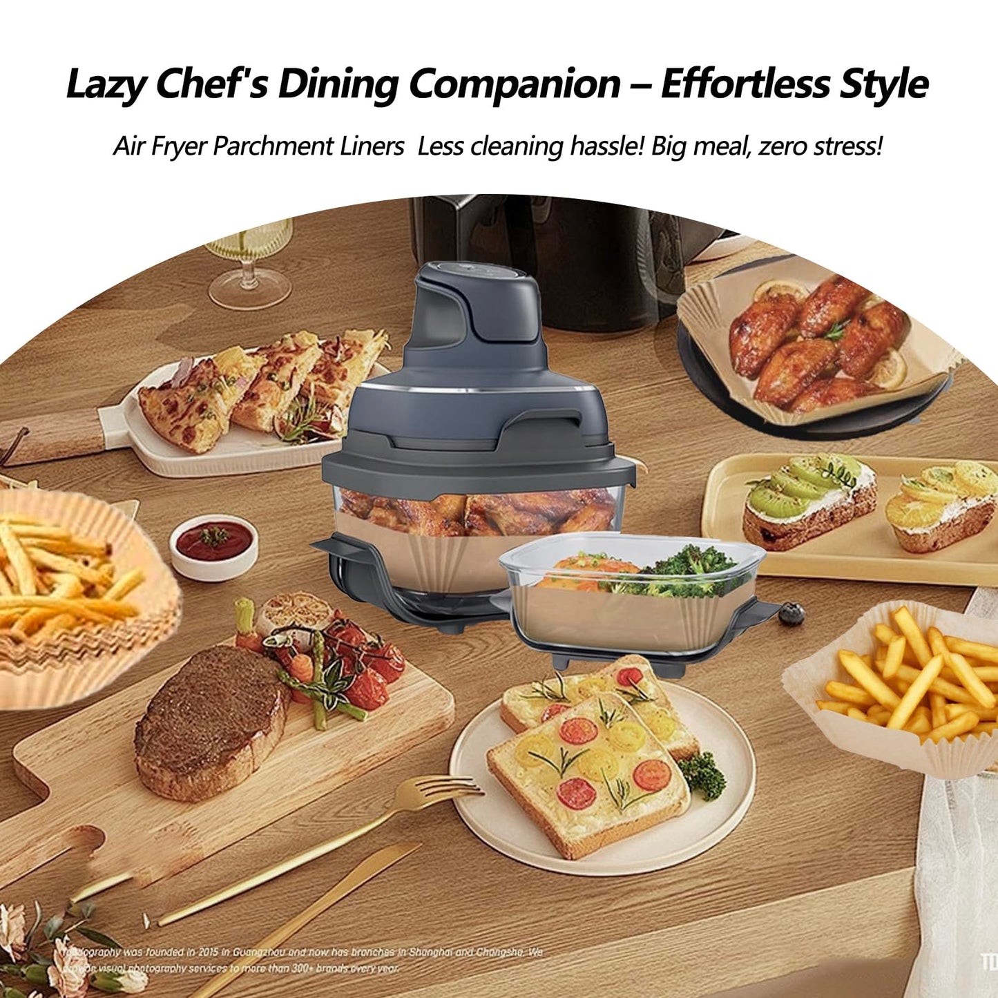 Air Fryer Disposable Paper Liner, 100PCS Food Grade Parchment Liners for Ninja DZ201,Ninja Foodi Dual Air Fryer Accessories Baking Paper (9 * 6, Natural)