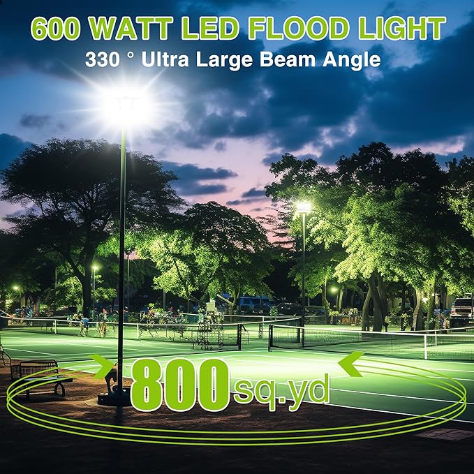 STASUN LED Flood Light Outdoor, Max Series 600W 60000lm 6000K Daylight IP66 Waterproof, Commercial Parking Lot Light,3 Heads for Yard Street Stadium House Floodlight Security Lights for Outdoor Area