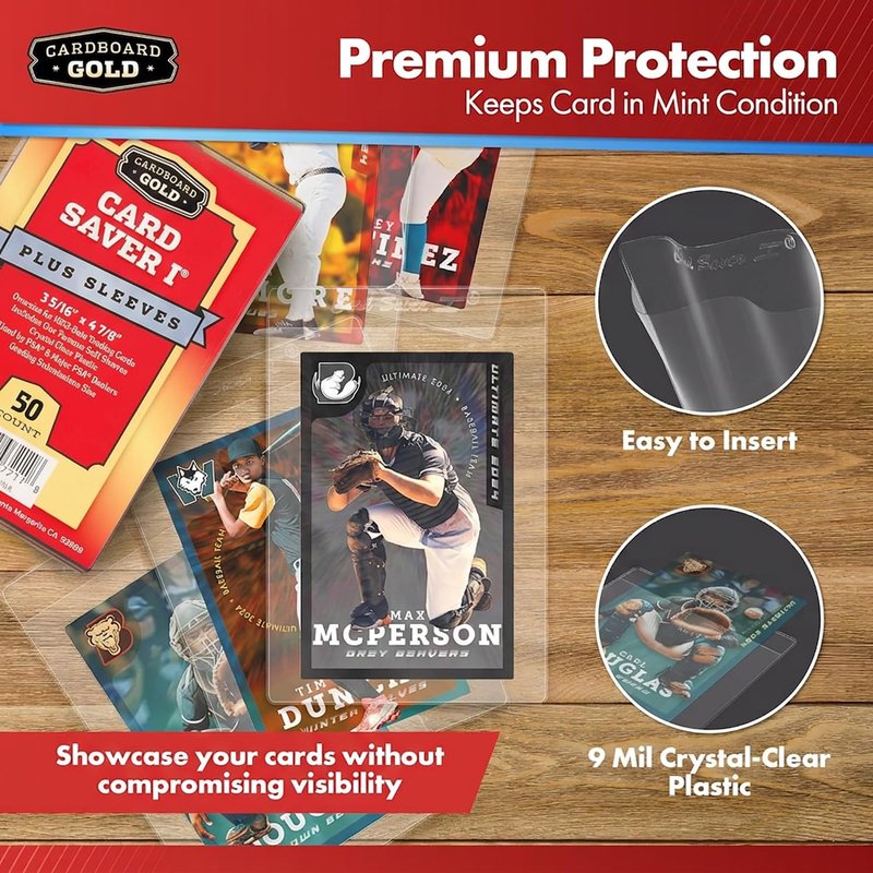 Cardboard Gold Card Saver 1-2000 Count - Semi Rigid Card Holder, Trading Card Protectors - PSA-Approved Cardsaver for Baseball, Trading, Sports Cards - Card Sleeves, Binder, & Storage Box Compatible