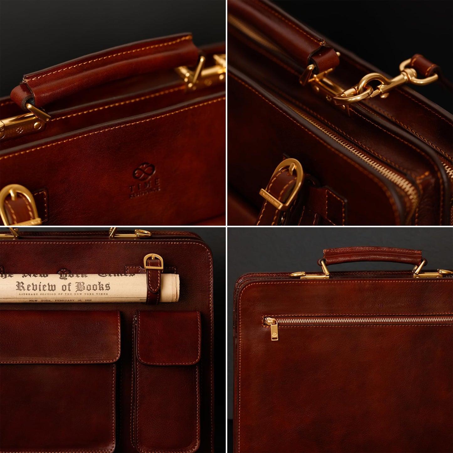 Time Resistance Leather Briefcase - Classy Leather Bag for Men - Business Briefcase - Vintage Bag made in Italy