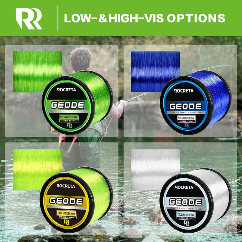 Monofilament Fishing Line - Premium Nylon Fishing Line 3-100lb | Superior Freshwater & Saltwater Leader 500/1200/2400 Yds